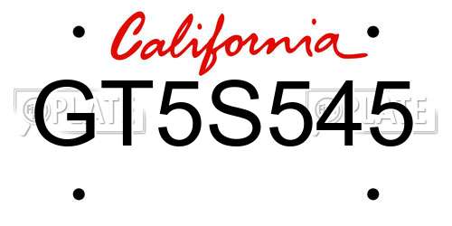 GT5S545 California License Plate