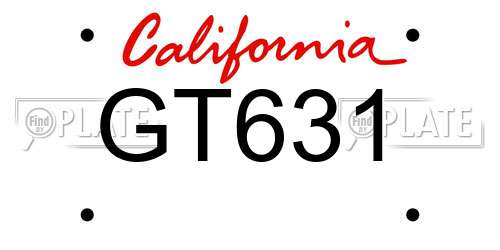 GT631 California License Plate