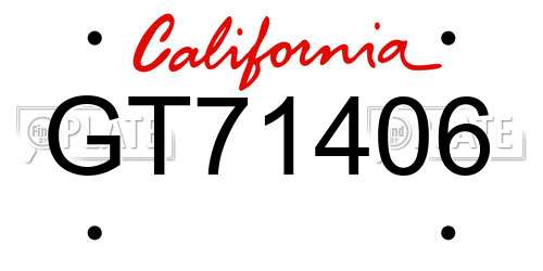 GT71406 California License Plate