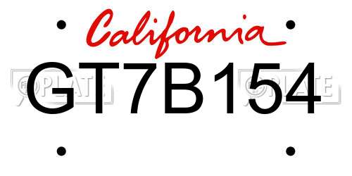 GT7B154 California License Plate