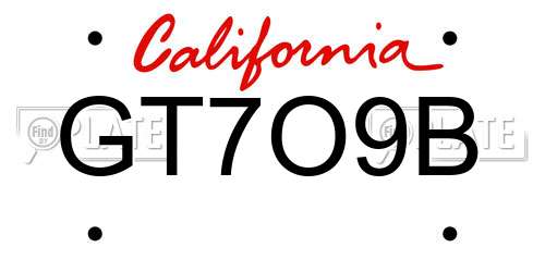 GT7O9B California License Plate