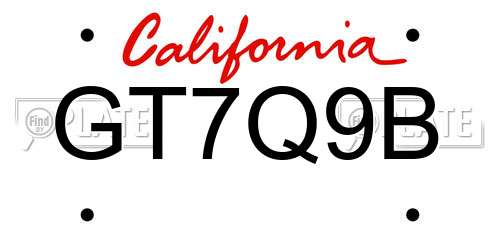 GT7Q9B California License Plate