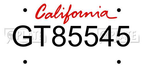 GT85545 California License Plate