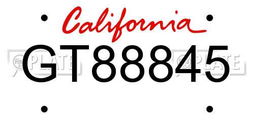GT88845 California License Plate