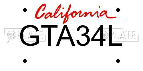 GTA34L California License Plate