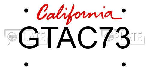 GTAC73 California License Plate