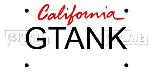 GTANK California License Plate
