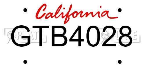 GTB4028 California License Plate