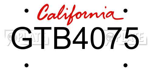 GTB4075 California License Plate