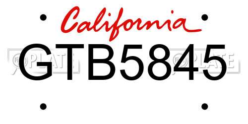 GTB5845 California License Plate