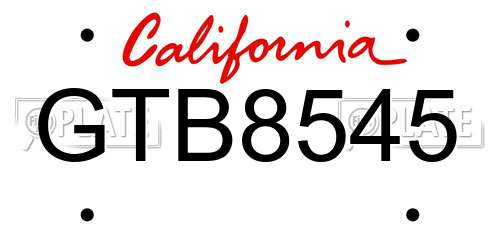 GTB8545 California License Plate