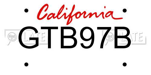 GTB97B California License Plate