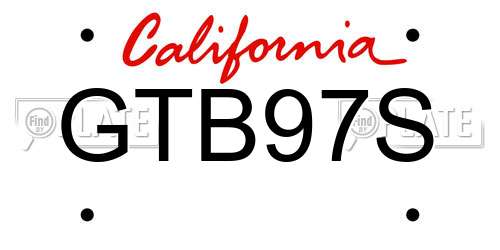 GTB97S California License Plate
