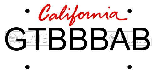 GTBBBAB California License Plate