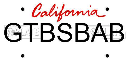 GTBSBAB California License Plate