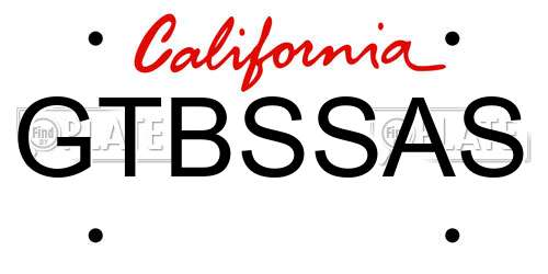 GTBSSAS California License Plate