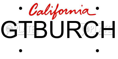GTBURCH California License Plate