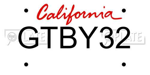 GTBY32 California License Plate