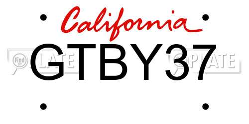 GTBY37 California License Plate
