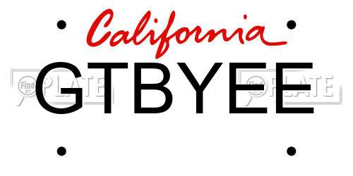 GTBYEE California License Plate