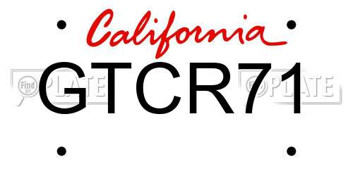 GTCR71 California License Plate