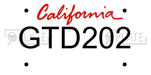 GTD202 California License Plate