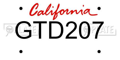 GTD207 California License Plate