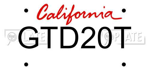 GTD20T California License Plate