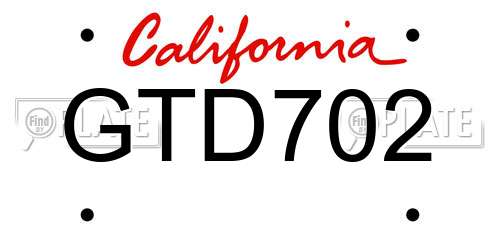 GTD702 California License Plate