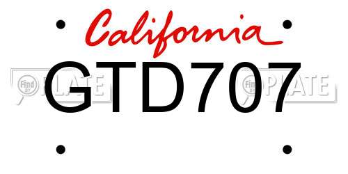 GTD707 California License Plate
