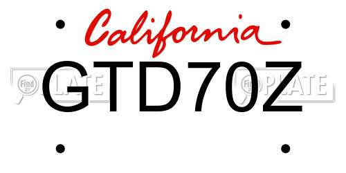 GTD70Z California License Plate