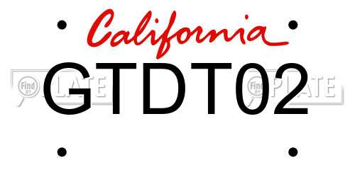 GTDT02 California License Plate