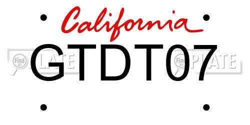 GTDT07 California License Plate