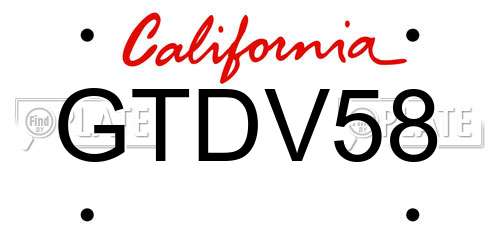 GTDV58 California License Plate