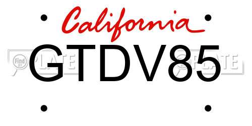 GTDV85 California License Plate
