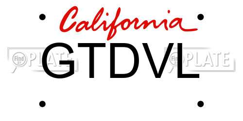 GTDVL California License Plate