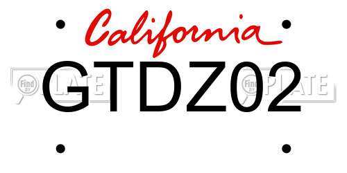 GTDZ02 California License Plate
