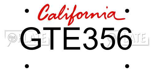GTE356 California License Plate