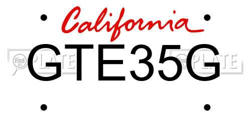 GTE35G California License Plate