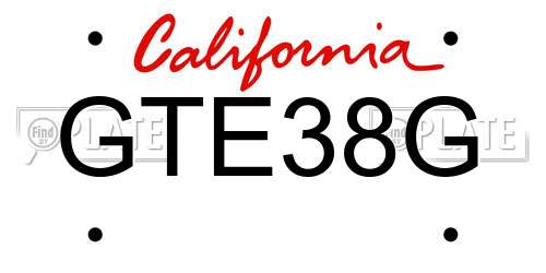 GTE38G California License Plate