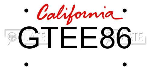 GTEE86 California License Plate