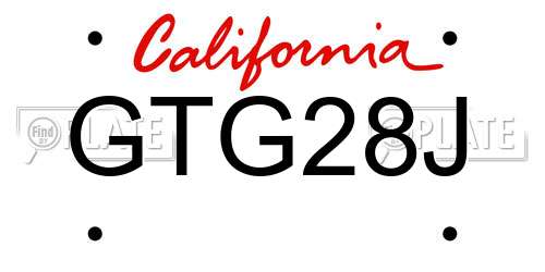 GTG28J California License Plate