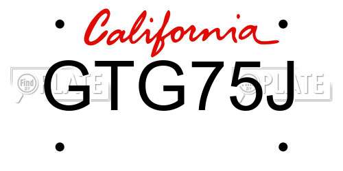 GTG75J California License Plate