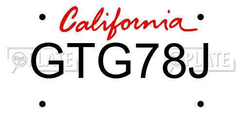 GTG78J California License Plate