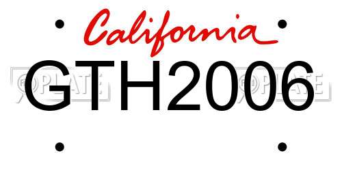 GTH2006 California License Plate
