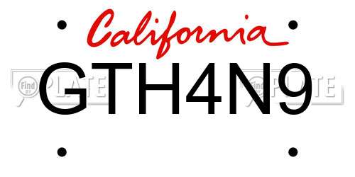 GTH4N9 California License Plate