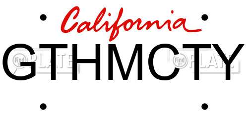 GTHMCTY California License Plate