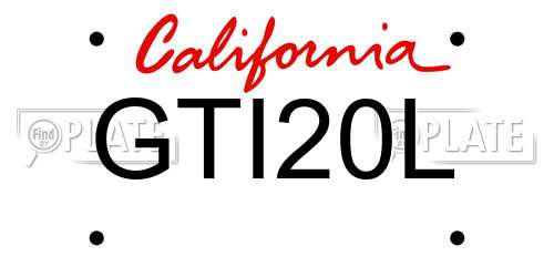 GTI20L California License Plate