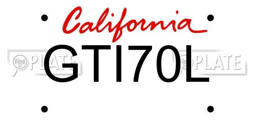 GTI70L California License Plate