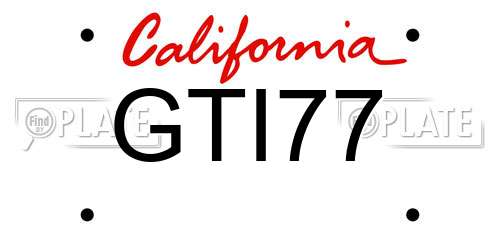 GTI77 California License Plate
